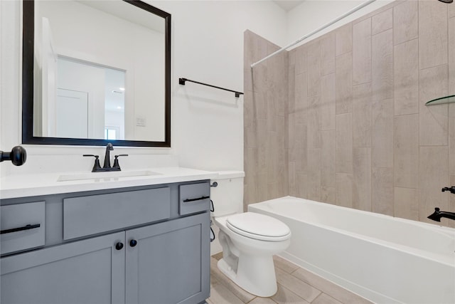15147 Colorado Bend Park Dr, Cypress, TX 77433 - bathroom with toilet, vanity, and shower / bath combination
