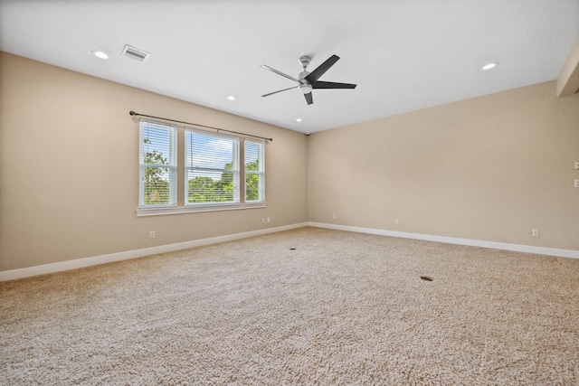 806 Quintana Roo Pl, Seabrook, TX 77586 - empty room with ceiling fan, baseboards, carpet, and recessed lighting