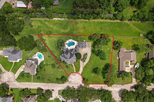 806 Quintana Roo Pl, Seabrook, TX 77586 - aerial view of property and surrounding area featuring property parcel outlined and a pool area