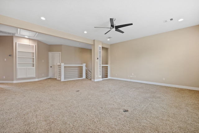 806 Quintana Roo Pl, Seabrook, TX 77586 - spare room featuring attic access, ceiling fan, carpet, baseboards, and recessed lighting