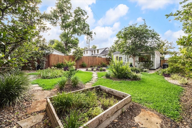 404 E 28th St, Houston, TX 77008 - view of yard with a garden and an outdoor structure