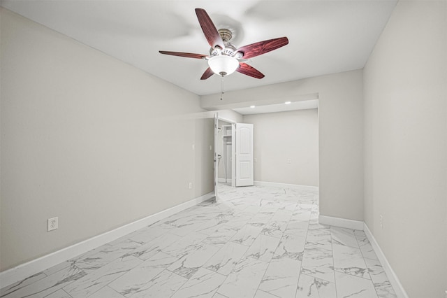 702 Norell St, Channelview, TX 77530 - spare room with light marble finish floors, a ceiling fan, baseboards, and recessed lighting