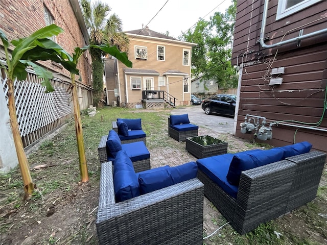 2518 Grant St, Houston, TX 77006 - view of patio / terrace featuring an outdoor living space and a wooden deck