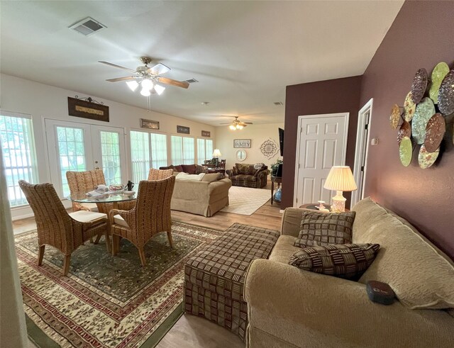 11683 Lakeshore Dr, Thornton, TX 76687 - dining area featuring a ceiling fan and light wood-style flooring
