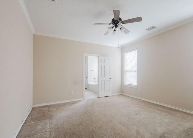 4615 Long Climb Cyn, Humble, TX 77396 - unfurnished room with ornamental molding, carpet, a ceiling fan, and baseboards