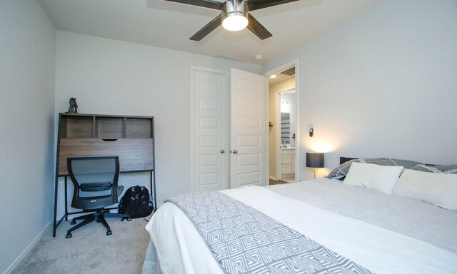 24618 Songlark Bend Dr, Tomball, TX 77375 - bedroom featuring light carpet, a ceiling fan, and baseboards