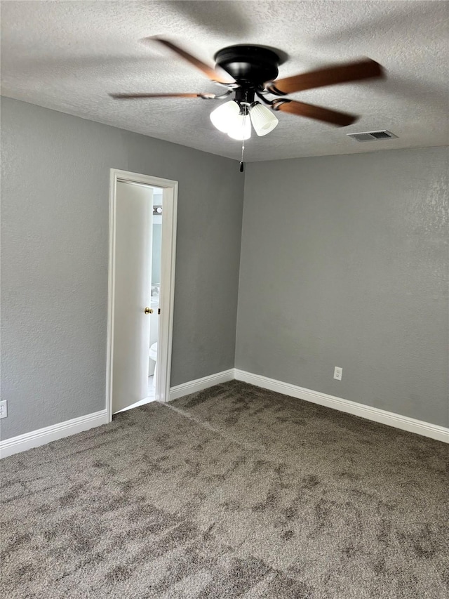 8818 Arbor Wood Dr, Houston, TX 77040 - spare room featuring ceiling fan, a textured ceiling, carpet flooring, and baseboards
