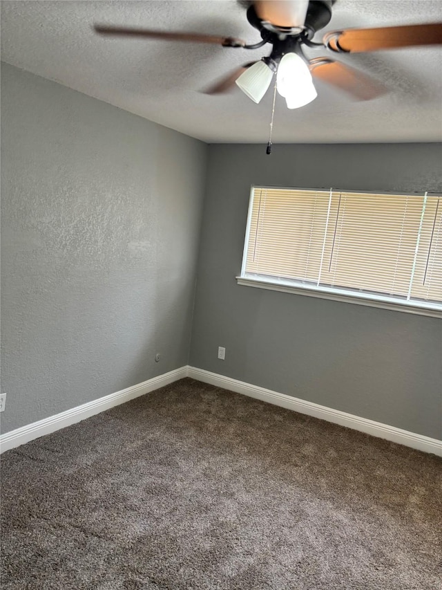 8818 Arbor Wood Dr, Houston, TX 77040 - spare room featuring carpet flooring, ceiling fan, baseboards, and a textured ceiling
