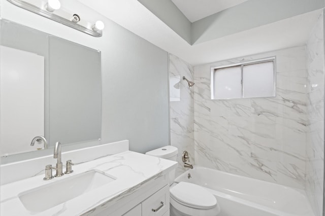 8818 Arbor Wood Dr, Houston, TX 77040 - bathroom featuring vanity, toilet, and bathtub / shower combination