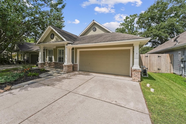 7931 Clarion Way, Houston, TX 77040 - view of front facade featuring an attached garage, concrete driveway, a shingled roof, and stone siding