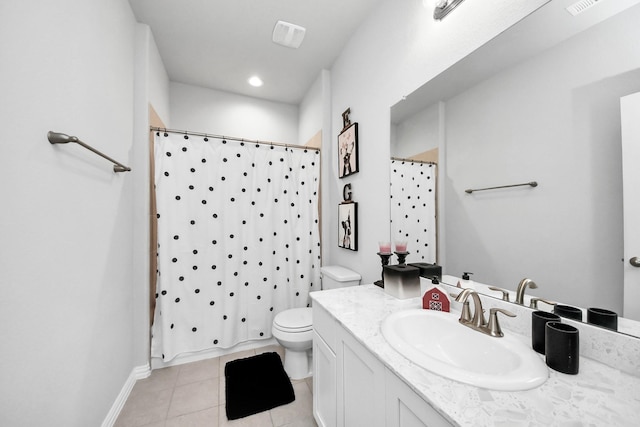 10450 Junction Peak Dr, Rosharon, TX 77583 - full bath featuring tile patterned flooring, toilet, vanity, and baseboards