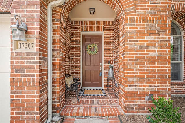 17207 Red Oak Bend Dr, Cypress, TX 77433 - doorway to property with brick siding