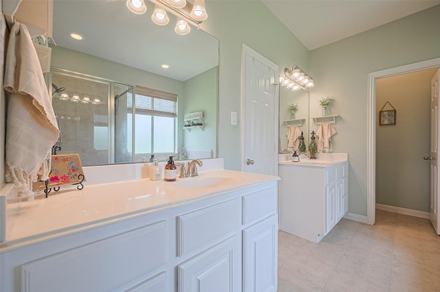 17207 Red Oak Bend Dr, Cypress, TX 77433 - full bath with a shower stall, vanity, and tile patterned flooring