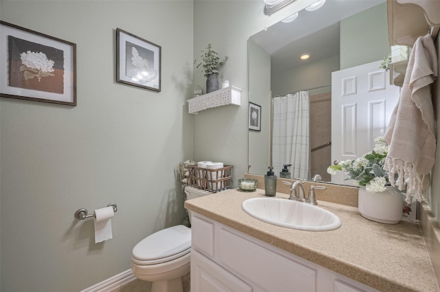 17207 Red Oak Bend Dr, Cypress, TX 77433 - full bath featuring vanity, toilet, and a shower with shower curtain
