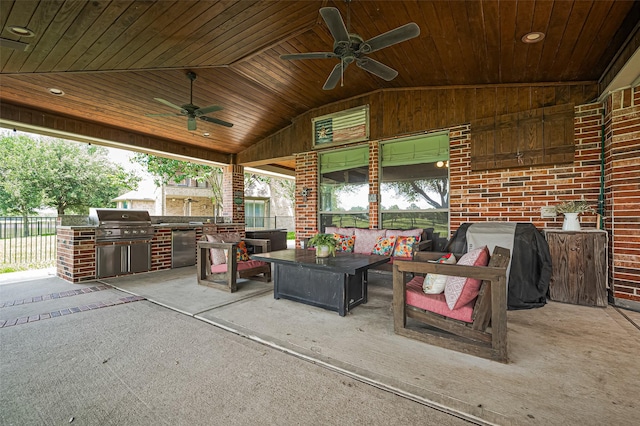 17207 Red Oak Bend Dr, Cypress, TX 77433 - view of patio / terrace featuring ceiling fan and an outdoor hangout area