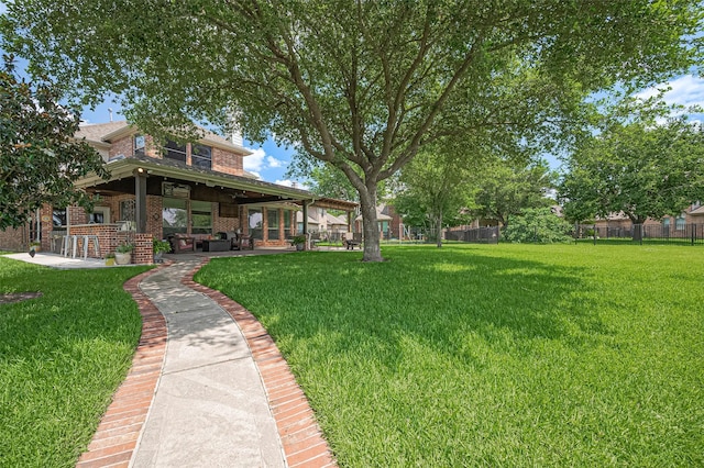 17207 Red Oak Bend Dr, Cypress, TX 77433 - view of yard featuring a patio