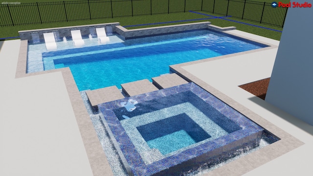 19203 Coleto Creek Bend Dr, Cypress, TX 77433 - view of swimming pool with an in-ground hot tub