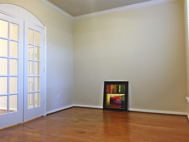 3004 Fairdale Estates Ct, Houston, TX 77057 - unfurnished room with french doors, ornamental molding, wood finished floors, and baseboards