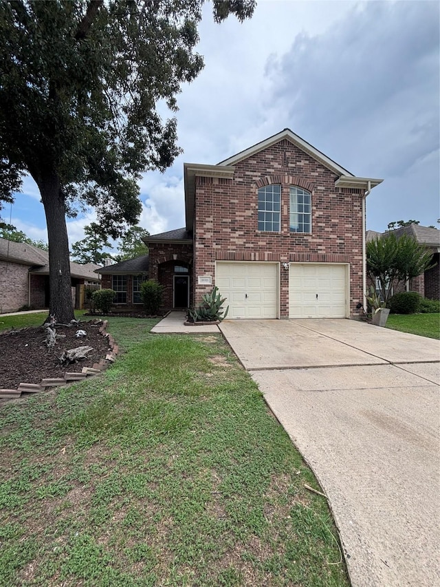 18918 Cypresswood Forest Ct, Spring, TX 77388 - view of home's exterior featuring brick siding, a garage, concrete driveway, and a lawn
