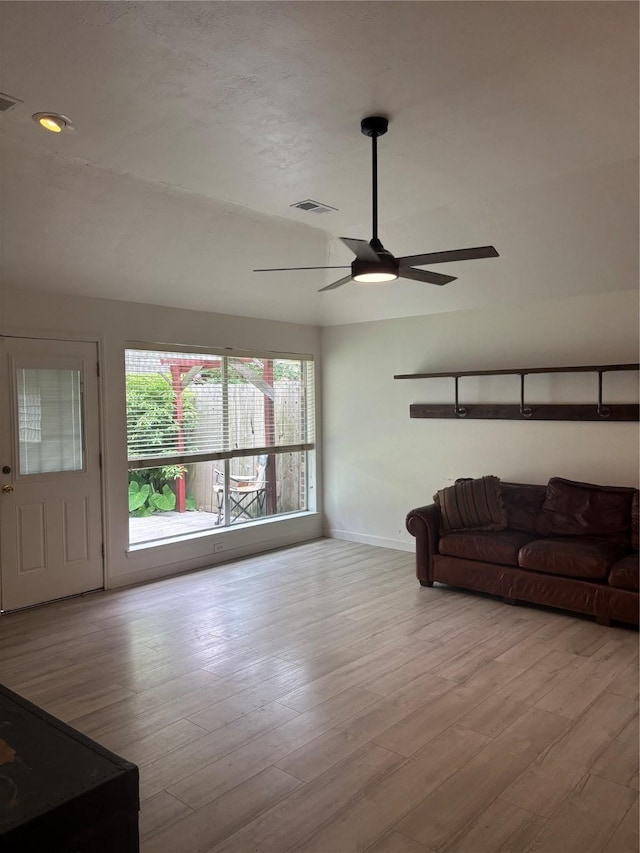 18918 Cypresswood Forest Ct, Spring, TX 77388 - living area featuring ceiling fan, baseboards, and wood finished floors
