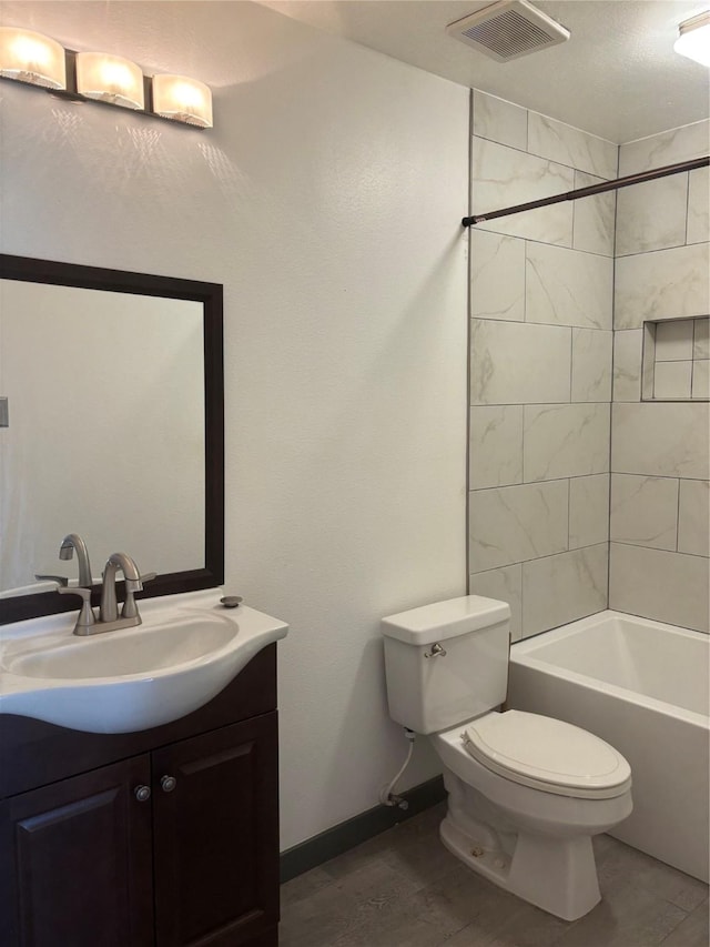 18918 Cypresswood Forest Ct, Spring, TX 77388 - bathroom featuring toilet, vanity, shower / tub combination, and baseboards