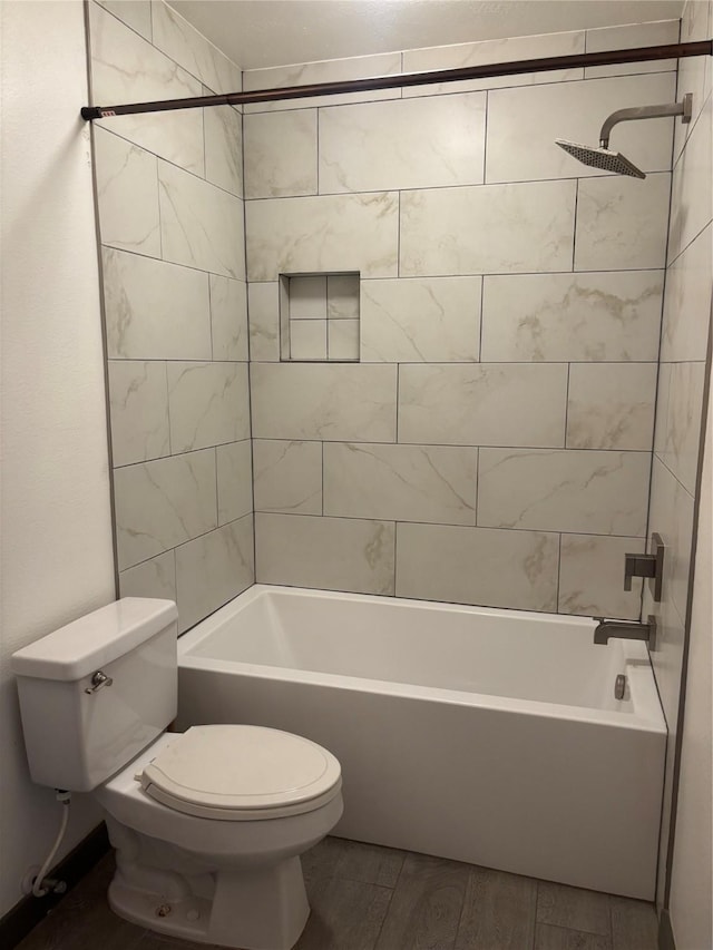 18918 Cypresswood Forest Ct, Spring, TX 77388 - full bath featuring toilet, wood finished floors, and shower / washtub combination