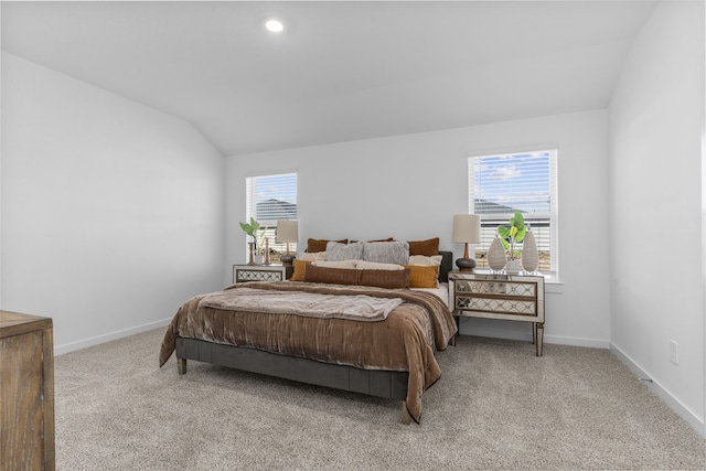 1503 Crete Is, Iowa Colony, TX 77583 - bedroom featuring vaulted ceiling, light colored carpet, baseboards, and recessed lighting