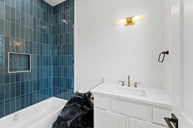 2918 Michaux St, Houston, TX 77009 - bathroom featuring vanity and shower / bathtub combination