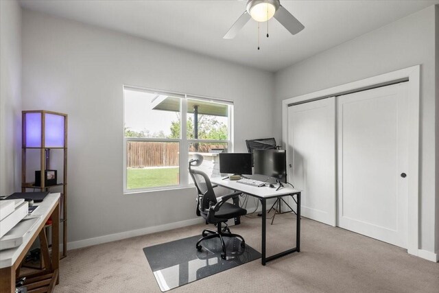 15202 Cavalier Canyon Dr, Lakeway, TX 78734 - carpeted office space with ceiling fan and baseboards