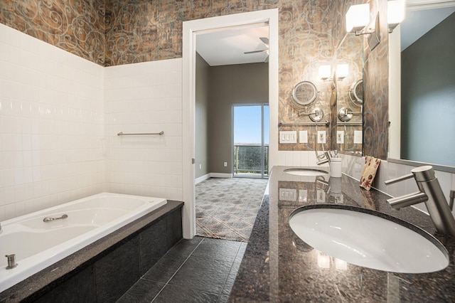 4821 Nasa Pkwy Unit 12E, Pasadena, TX 77586 - full bathroom featuring a garden tub and double vanity