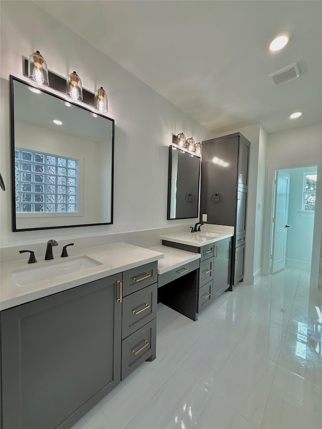 923 Fisher St Unit B, Houston, TX 77018 - full bathroom with vanity, recessed lighting, and tile patterned floors