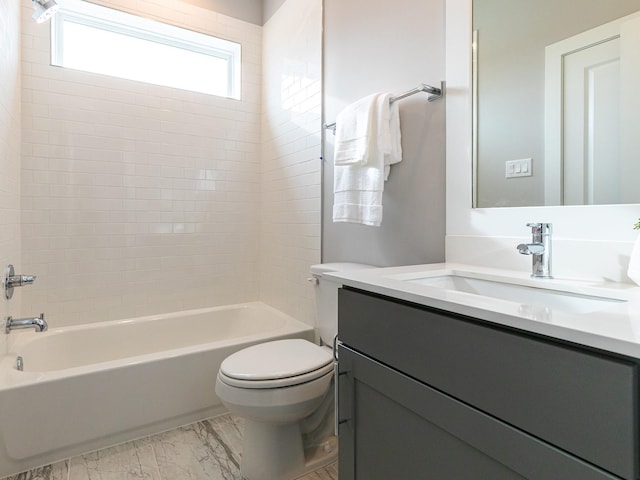 622 Janisch Rd Unit F, Houston, TX 77018 - full bath with toilet, vanity, bathing tub / shower combination, and marble finish flooring