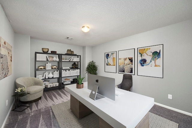 12414 Village Of Kings Lake Blvd, Houston, TX 77044 - office area with dark colored carpet and a textured ceiling