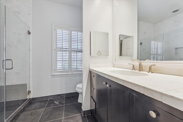 1984 Indiana St, Houston, TX 77019 - bathroom featuring vanity, a stall shower, and tile patterned floors