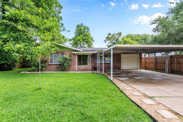 710 Vashti Dr, Houston, TX 77037 - ranch-style house with a garage, concrete driveway, brick siding, and an attached carport