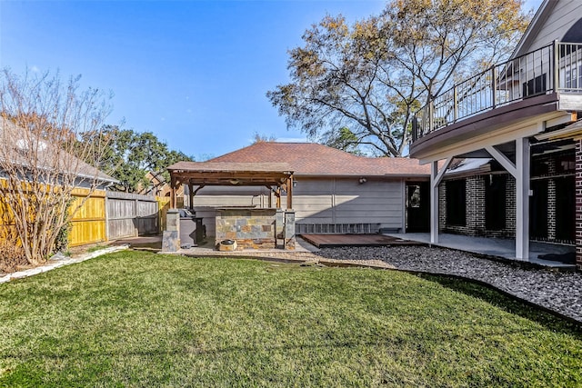5802 Ashmere Ln, Spring, TX 77379 - view of yard featuring a patio, a balcony, and a gazebo