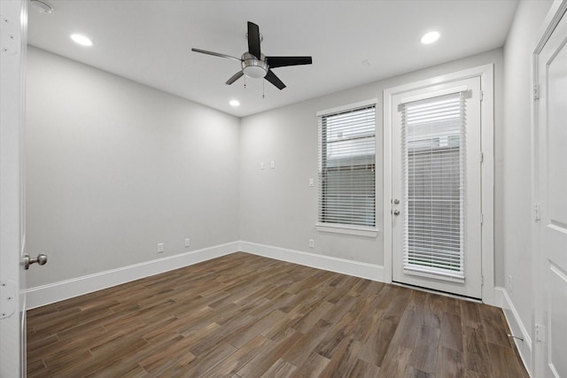 5405 Larkin St, Houston, TX 77007 - spare room with wood finished floors, a ceiling fan, baseboards, and recessed lighting