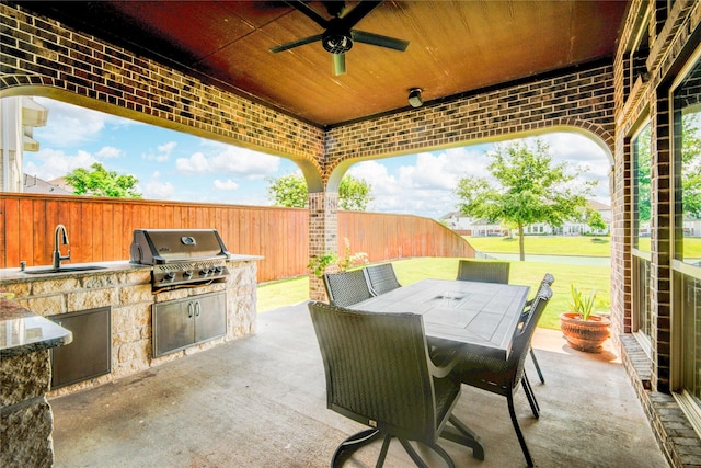 2515 Rainflower Meadow Ln, Katy, TX 77494 - view of patio with a sink, a ceiling fan, and outdoor dining area
