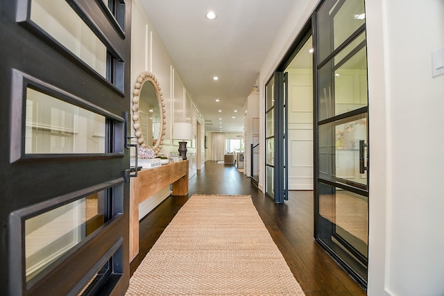 802 W 30th St, Houston, TX 77018 - hallway featuring dark wood-type flooring and recessed lighting