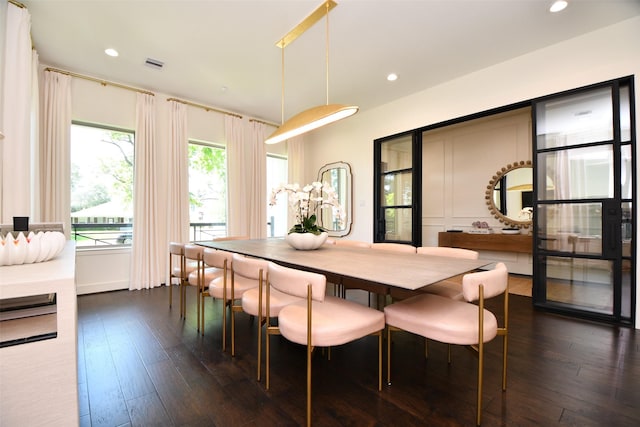 802 W 30th St, Houston, TX 77018 - dining space featuring dark wood-type flooring and recessed lighting