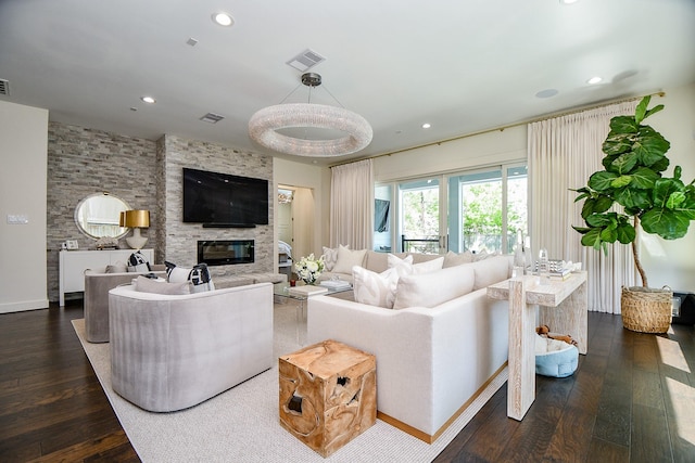 802 W 30th St, Houston, TX 77018 - living area featuring wood-type flooring, a fireplace, and recessed lighting