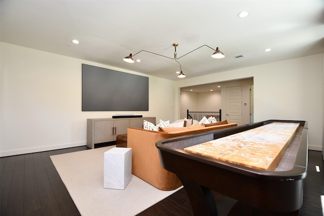 802 W 30th St, Houston, TX 77018 - game room with recessed lighting, dark wood finished floors, and baseboards