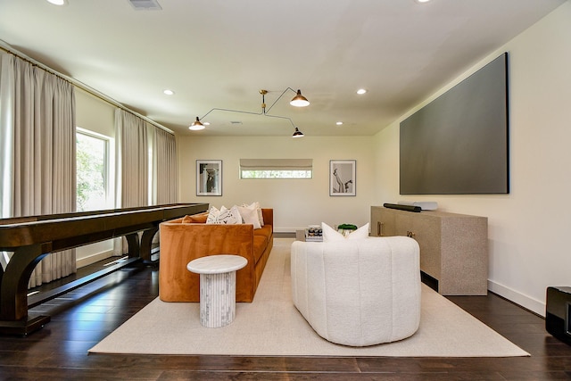 802 W 30th St, Houston, TX 77018 - living room featuring hardwood / wood-style flooring, recessed lighting, and baseboards