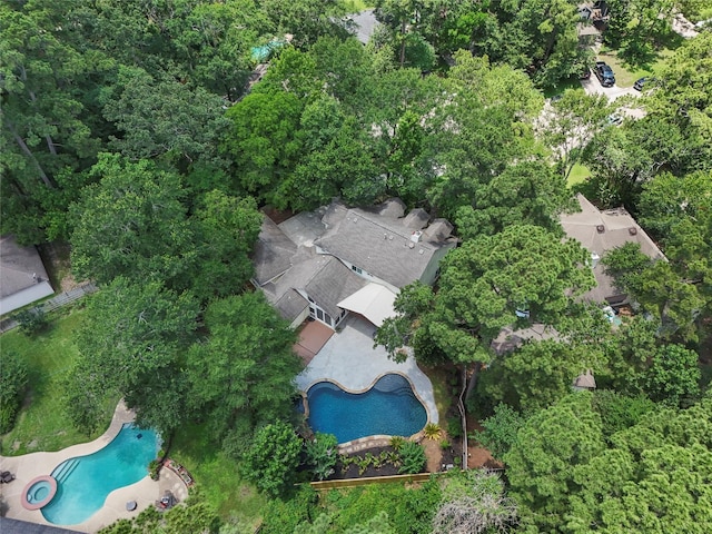 255 S Crimson Clover Ct, The Woodlands, TX 77381 - aerial overview of property's location with a pool