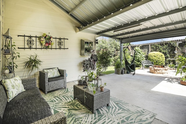 2909 Landing Edge Ln, Dickinson, TX 77539 - view of patio / terrace with an outdoor living space with a fire pit
