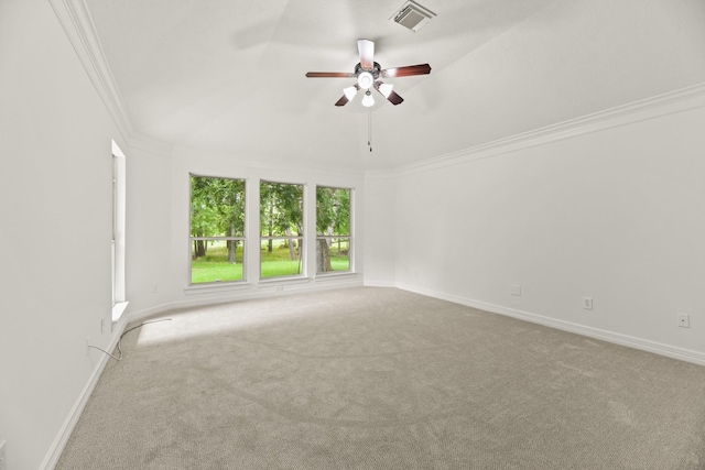 512 Cherry Hills Dr, Huntsville, TX 77340 - spare room with carpet flooring, ornamental molding, ceiling fan, and baseboards