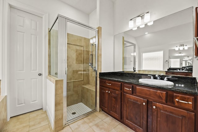 512 Cherry Hills Dr, Huntsville, TX 77340 - full bathroom with a shower stall, tile patterned flooring, and vanity