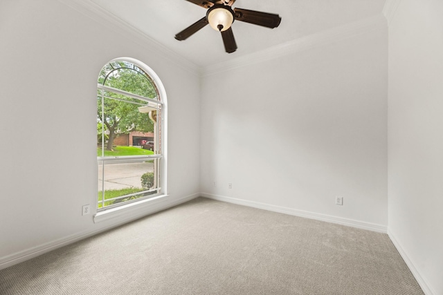 512 Cherry Hills Dr, Huntsville, TX 77340 - unfurnished room with ornamental molding, carpet floors, baseboards, and ceiling fan