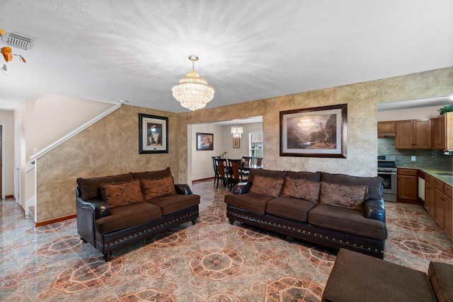 16338 N Glade, Houston, TX 77073 - living room with a chandelier and baseboards