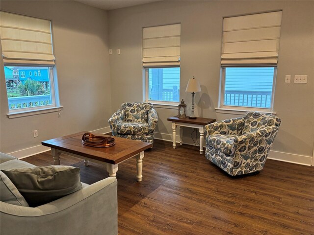 943 Sand Dune Dr, Crystal Beach, TX 77650 - living area featuring baseboards and wood finished floors